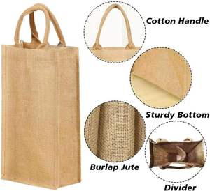 Sac fourre-tout en jute naturel Oceanic Global Premium 14x12x5, sac de courses réutilisable avec fermeture éclair, poignées non tissées, écologique - Product Image 3