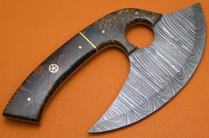 Hacha Ulu de Acero con Alto Contenido de Carbono Hecha a Mano, Juego de 5 Piezas, Mango de Madera, Profesional, para Cocina, THEWIZ CRAFTS, Garantía de 3 Años, 3 1/2 - Product Image 3