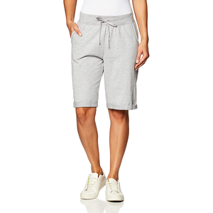 Shorts en tricot pour femmes, couleur unie, taille à cordon de serrage, avec poches, style décontracté, coupe régulière, taille mi-haute, tissu respirant - Product Image 3