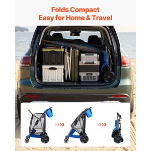 Carreta de Playa Plegable Reforzada con Ruedas Sólidas de 10 Pulgadas, Aislada, Capacidad de Carga de 75 kg, Carrito para Arena y Playa con Ruedas Grandes para Camping - Product Image 6