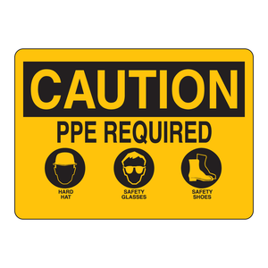 Panneau de signalisation de sécurité réfléchissant « Attention, EPI requis » pour casques, lunettes et chaussures - Product Image 2