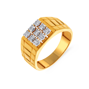 Emblem of Eternity <b>Men</b> Diamond <b>Ring</b> Premium <b>Men's</b> 18K Gold Plated Diamond Cluster Statement <b>Ring</b> with Round Brilliant Cut Stones - Product Image 1