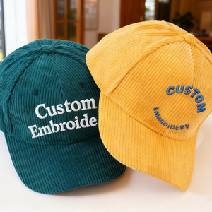 WILDOAK Custom 6 Panel <b>Corduroy</b> Baseball Cap Unisex Adjustable Embroidered Dad <b>Hat</b> - Product Image 5