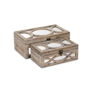 Set Of 3 Classic Wooden Storage <b>Boxes</b> Perfect For Family <b>Keepsakes</b> And Home Essentials Storage Wholesale From India - Product Image 4