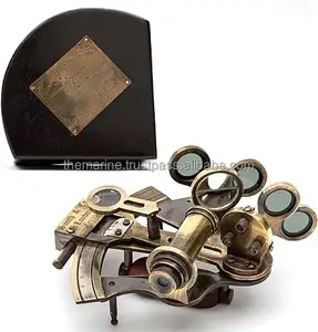 古董外观史密斯公司伦敦黄铜4.5英寸航海六分仪，带木箱，用于导航和天文用途礼品
