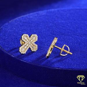 Moissanite <b>Diamond</b> Cross <b>Earrings</b> 925 Sterling Silver Stud <b>Earrings</b> for Women Sparkling Jewelry Gift - Product Image 2