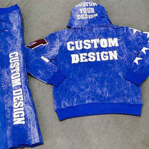 Manufacturer Custom 100% Cotton Vintage Acid Wash Distressed <b>Embroidery</b> Chenille Patch 2 Piece Flared Sweatpants and Hoodie <b>Sets</b> - Product Image 2