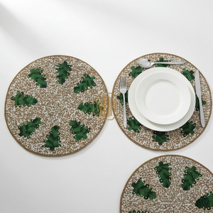 Custom Luxury Satin Fabric Beaded Placemats Handmade Dining <b>Table</b> <b>Mats</b> Wholesale Export Quality for Hotels Restaurants Bulk - Product Image 1