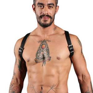 Arnés de tirantes de piel de oveja para hombre, ajustable, con hebilla de acero premium, 2.5 cm de ancho, estampado por transferencia térmica, para uso en clubes. - Product Image 2