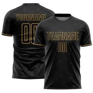 Maillot de football personnalisé OMMIZ INDUSTRY en acier noir et gris-ancien or à motif subtil, sublimation sportive, vente en gros directe - Product Image 1
