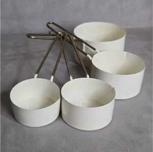 Customized Stainless Steel <b>Measuring</b> Cups And Spoon Set With Ivory Color Powder Coating Wire Made Handle Admirable Look Set - Product Image 1