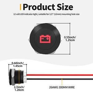 12V <b>LED</b> Indicator <b>Light</b> 12mm Waterproof Metal With <b>Wire</b> Lead For Car Motorcycle Panel Modification - Product Image 6