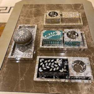 LumiPearl Luxury Bakhoor Burner Handcrafted <b>Mother</b> of Pearl Mosaic Incense Holder Set for Elegant Homes & Contemporary Interior - Product Image 6