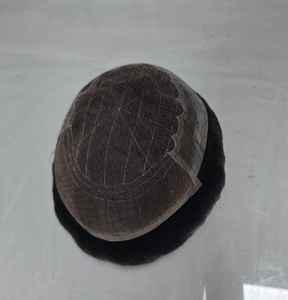 Prothèse capillaire Q6 en cheveux humains 100% naturels, avec dentelle frontale, pour hommes, cheveux indiens Remy, design central, Taz Hair BD - Product Image 3