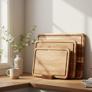 เขียงไม้รูปสี่เหลี่ยมผืนผ้ารักษ์โลกพร้อมที่วาง |   เขียงครัวแบบมีร่องสำหรับเตรียมและเสิร์ฟอาหาร OEM ODM - Product Image 4