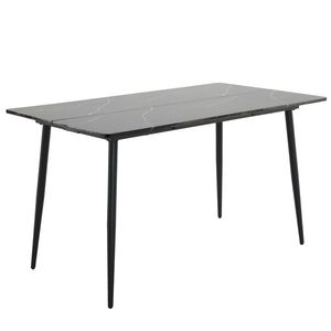 Rectangular Dining Table N101 140*76*76cm MDF Black Tabletop with PVC Marble Surface and Arc Easy Disassembly - Product Image 2