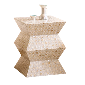 Mesa Artesanal Blanca de Capiz con Diseño de Tambor de Múltiples Niveles, Incrustaciones de Madreperla, Mueble para Sala de Estar, Fabricante Vietnamita - Product Image 3