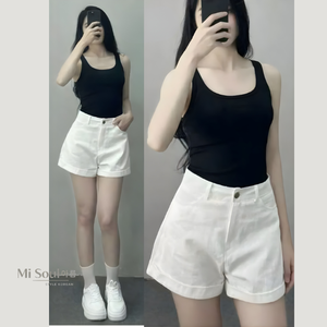 Shorts Kaki Bordados de Cintura Alta para Mujer, Tallas Grandes, Transpirables, Casuales, 100% Algodón, Tela Suave, Fabricante OEM Personalizado, Vietnam - Product Image 5