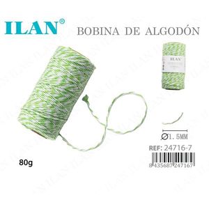 Bobina di Filo di Cotone Ilan Verde Mela 80g Diametro 1,5mm per Cucito e Artigianato - Product Image 3