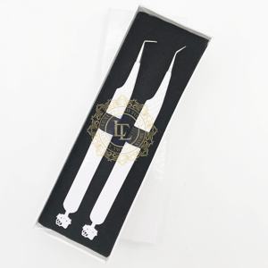 Pince à épiler de luxe en acier inoxydable à pointe diamantée 90/45 degrés, outils de pose de cils de haute qualité, étiquette personnalisée, pour faux cils - Vente en gros - Product Image 4