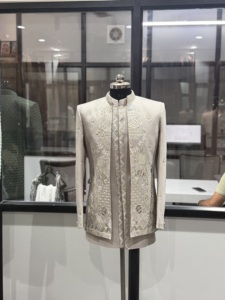 Luxury <b>Men's</b> Silver Embroidered Indo Western Sherwani Suit Designer Bandhgala Wedding Coat Royal Groom Sherwani Premium <b>Kurta</b> - Product Image 1