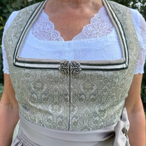 Women's Bavarian Style Dirndl <b>Dress</b> Solid Color Satin A-Line Midi With Apron V-Neck Short Sleeve Holiday Celebration Wear - Product Image 2
