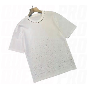 AGNI INDUSTRY Men White Rhinestone <b>T</b> <b>Shirt</b> <b>Sparkly</b> Diamond Studded Short Sleeve Oversized Dot Pattern Streetwear High Quality - Product Image 2