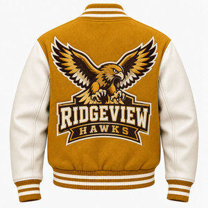 OEM High Quality Winter Varsity Jackets Men Women Custom Embroidery Logo Custom Logo <b>wool</b> Leather Fabric Breathable Windproof - Product Image 4