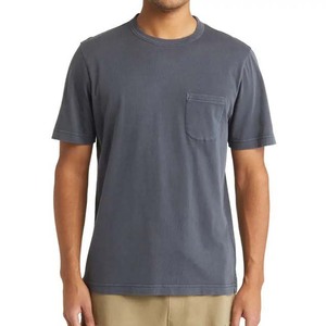 T-shirts pour hommes en vente chaude, couleur grise, col rond, t-shirts unis pour hommes avec poche latérale, vêtements d'été en coton, t-shirts à manches courtes surdimensionnés - Product Image 1
