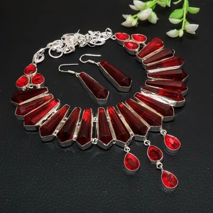 Pendentif crayon en grenat naturel du Mozambique, collier élégant en argent sterling 925, cadeau d'anniversaire pour femme - Product Image 3