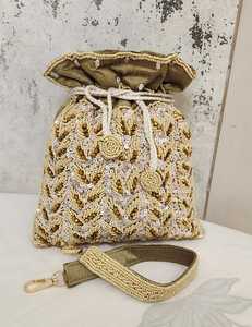 Beaded <b>Sequin</b> Drawstring <b>Handbag</b> Rhinestone Clutch Purse Shoulder Bag for Bridal Party Wedding - Product Image 3