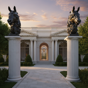 Portails en fer forgé de luxe, piliers décoratifs en forme de tête de cheval, poteaux en béton, forgés à la main, résistants aux intempéries, pour entrée - Product Image 5