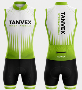 Conjunto de Jersey de Ciclismo Unisex Ecológico TANVEX INTERNATIONAL, Personalizable para Equipos, Azul y Negro, Transpirable, de Spandex y Poliéster, sin Mangas - Product Image 6