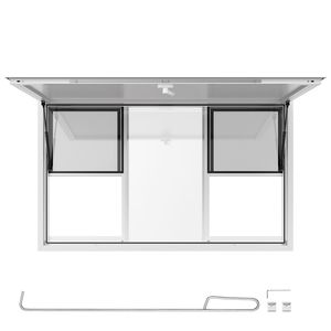 Finestra di Servizio in Lega di Alluminio 60x36 Pollici per Food Truck, Angolo di 85 Gradi, con 6 Funzioni Scorrevoli - Product Image 1
