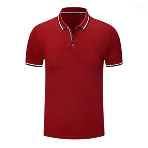 Men's Solid Red Short Sleeve Shirt Cotton Pique Knitted Breathable Casual Digital Printed Logo Front Quick Dry Button Design - Product Image 1