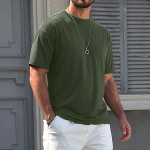 T-shirt personnalisé d'été de haute qualité, léger, col rond, décontracté, à manches courtes, en coton, pour hommes, T-shirt oversize uni - Product Image 6