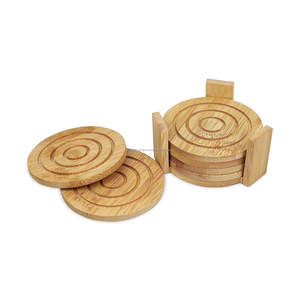 Juego de posavasos superventas, manteles individuales únicos ecológicos de madera, posavasos naturales decorativos para exhibición de té y café con soporte - Product Image 1