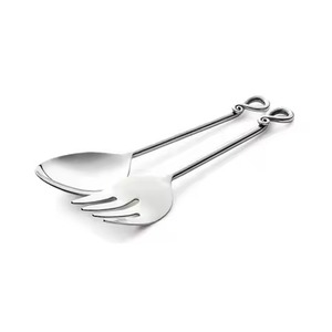 Classic Finish Metal Salad Server Set Stainless Steel Salad <b>Serving</b> <b>Spoon</b> Fork Kitchen Dining Table Use - Product Image 2
