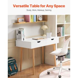 Semplice legno bianco rettangolo MDF studio tavolo di stoccaggio per bambini camera da letto cassetti in legno piccola scrivania per disegnare mobili da ufficio - Product Image 2