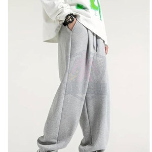 กางเกงสเวตเตอร์ทรงหลวมไม่มีเชือกผูกเอวสูงทำจากผ้าฝ้ายเนื้อนุ่มใส่สบาย - Product Image 4