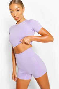 Ensemble de vêtements de sport pour femmes en tricot, haut court à manches courtes, short au-dessus du genou, couleur unie, respirant, sportif, pour la gym et le yoga - Product Image 4