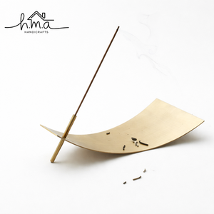 Handcrafted Brass Religious Incense Holder Modern Curved Design Ash Catcher Decorative Agarbatti Stand for Home Decor Spring - Product Image 1