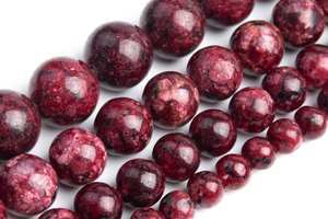 ลูกปัดหยกสีแดงม่วงเข้ม เกรดอัญมณี ทรงกลม ขนาด 6 มม. 8 มม. 10 มม. 12 มม.  มีตัวเลือกแบบขายส่งจำนวนมาก - Product Image 5