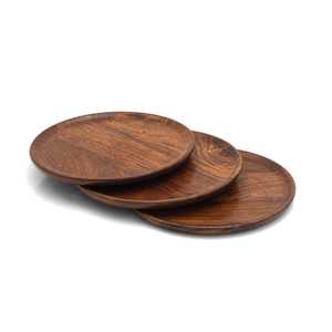 Juego de 3 Platos de Madera Hechos a Mano – 22 cm |   Vajilla de Madera Natural |   Ecológico y Libre de Químicos - Product Image 1