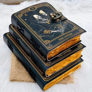 Journal en cuir vintage pour femmes et hommes, carnet de voyage pour écrire, papier à bords festonnés, journal relié en cuir - Product Image 2