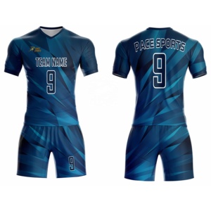 Uniformes de Fútbol Personalizados al por Mayor, Económicos, Sublimados, para Adultos, 100% Poliéster, Transpirables, Ligeros, de Manga Corta, Unisex - Product Image 3