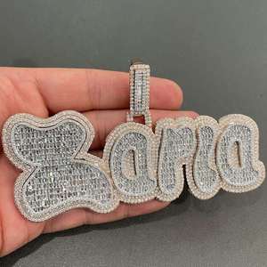 Custom <b>Name</b> Moissanite Pendant 925 Silver Iced Out Letter Charm Round Brilliant Cut Bezel Set Hip Hop Jewelry - Product Image 2
