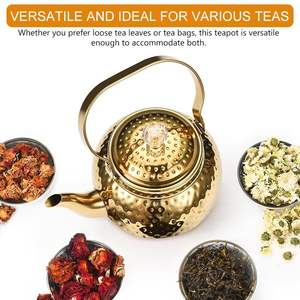 Théière dorée de luxe 1L, bouilloire universelle avec infuseur, disponible en gros pour l'exportation mondiale - Product Image 2