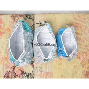 Kantha Quilted Eco-Friendly Waterproof Cosmetic Organizer Makeup Pouches Durable Zipper Tassel Cotton Fabric Lightweight - Product Image 4