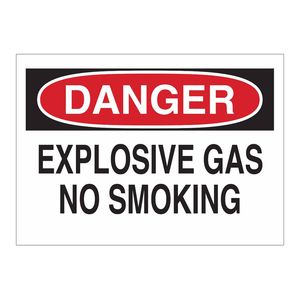 Panneau de signalisation de sécurité Brady Danger : Gaz explosifs, Interdiction de fumer, Zones à risque intérieures et extérieures - Product Image 1